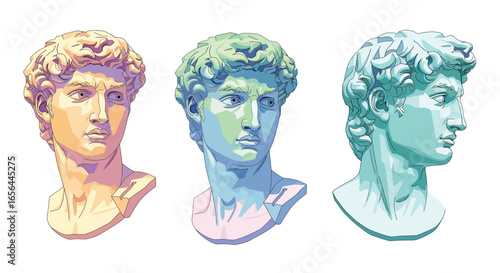 David statue art drawing illustration colorful head sculpture