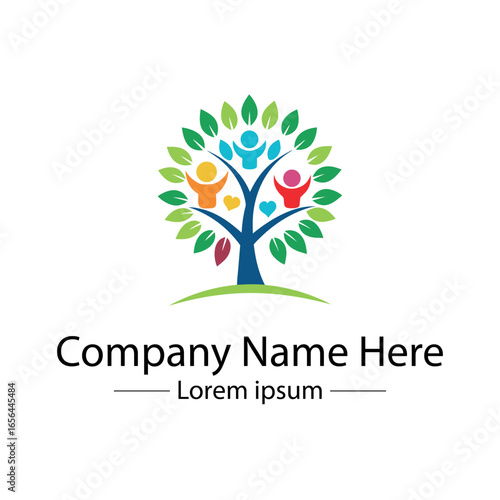 Modern Family Tree Logo design with  tree and genealogy symbol
