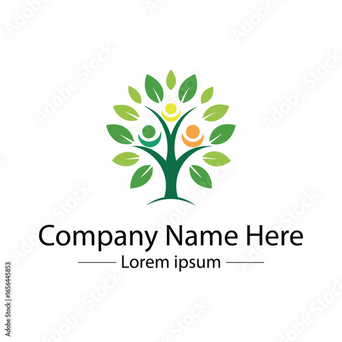 Modern Family Tree Logo design with  tree and genealogy symbol