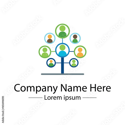 Modern Family Tree Logo design with  tree and genealogy symbol