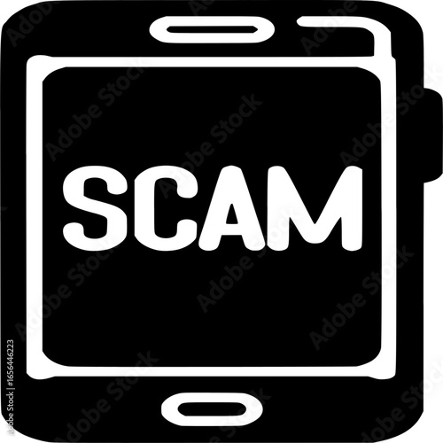 Digital Scam Alert: A bold portrayal of the word SCAM emblazoned on a smartphone's screen, symbolizing the pervasive threat of cybercrime in the digital age.