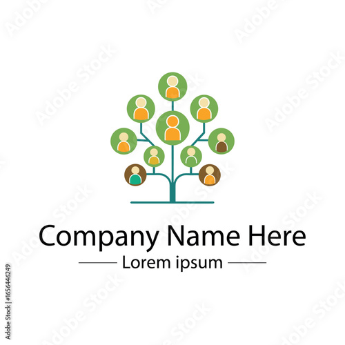 Modern Family Tree Logo design with  tree and genealogy symbol