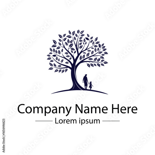 Modern Family Tree Logo design with  tree and genealogy symbol