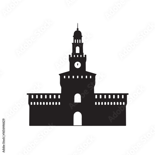 Sforza Castle Milan Silhouette Vector