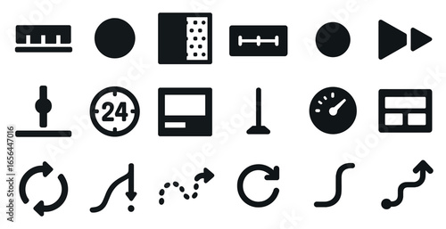 Navigation and control solid icons set – flat, filled, guide and instrument symbols