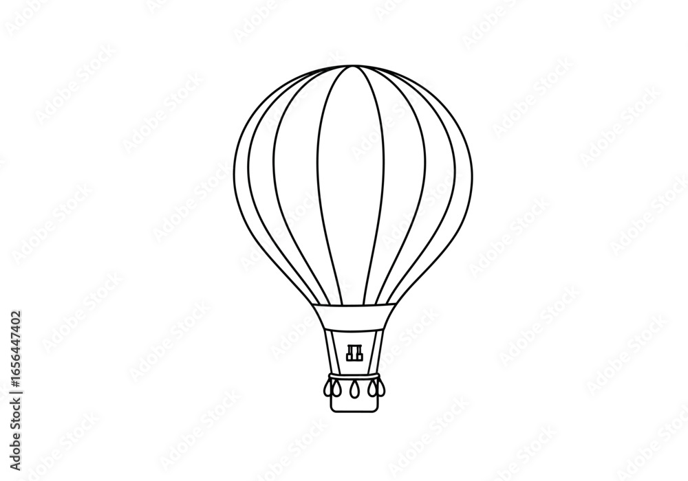 Fototapeta premium A line drawing of a hot air balloon showing the balloon and basket