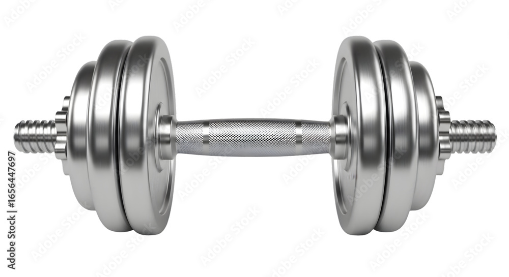 Fototapeta premium Chrome dumbbell against black background