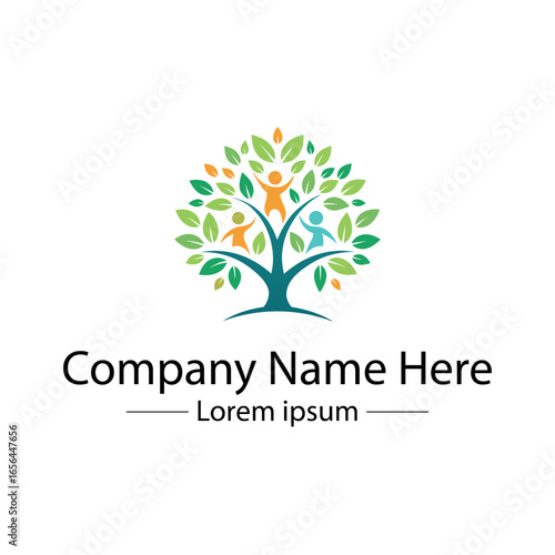 Modern Family Tree Logo design with  tree and genealogy symbol