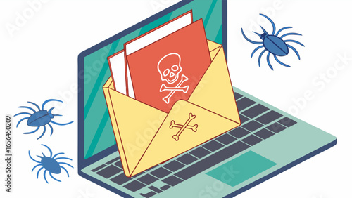 Laptop with Virus Email and Bugs.