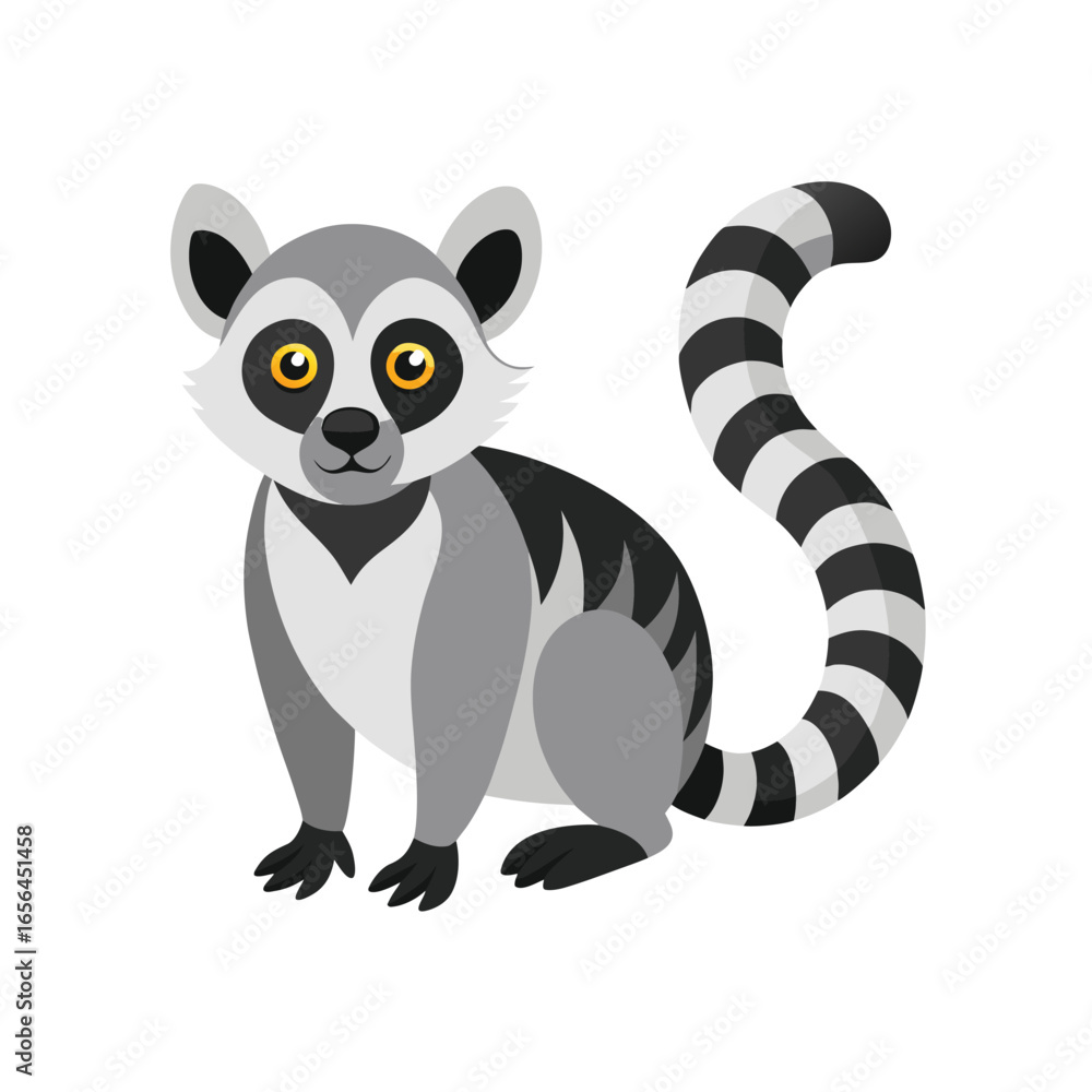 Fototapeta premium Lemur Illustration on White Background with CMYK Colors and Basic Fonts