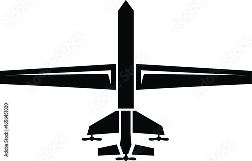 Military drone icon, Unmanned combat aerial vehicle (UCAV), combat dron icon 