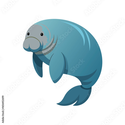 Isolated Manatee Illustration on White Background for Animal Education and Conservation Projects