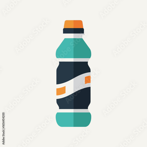 A stylized bottle of sports drink with a colorful label.