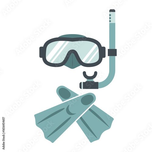Snorkel mask and fins for underwater exploration.