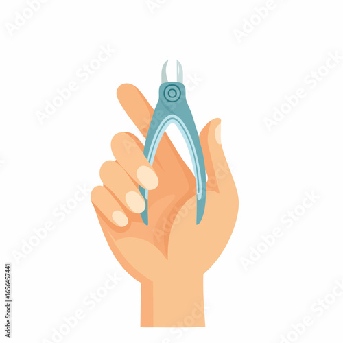 Hand Holding Light-Blue Nail Clippers