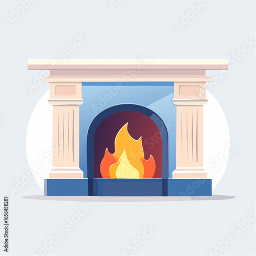 Classic Decorative Fireplace Illustration