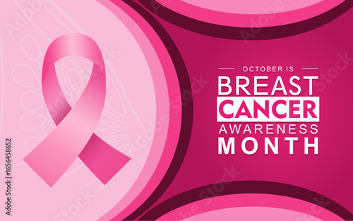 October breast cancer awareness month background with pink ribbon symbol, vector design. Healthcare and medicine concept. Great for banners, posters, cards and social media.