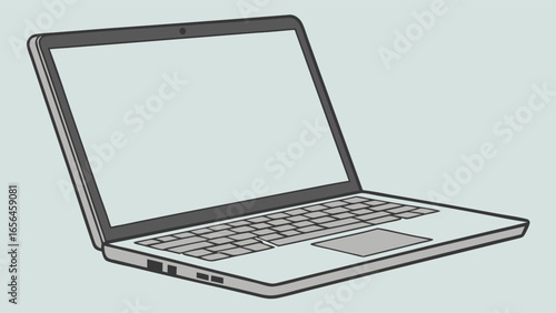 Sleek Silver Laptop with Blank Screen Open and Angled View.