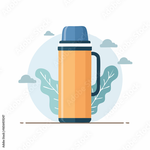 Orange Thermos Bottle Illustration