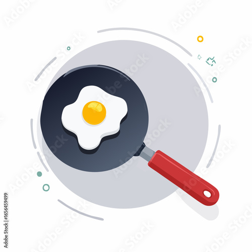 Fried Egg In Frying Pan Illustration