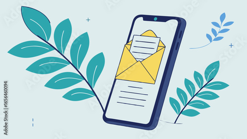 Smartphone Displaying New Email Message Notification.