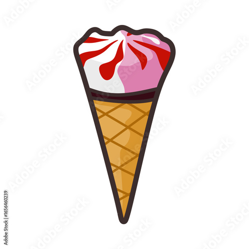 pink, white, and red ice cream cone vector