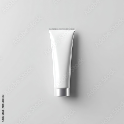 Wallpaper Mural A sleek white cosmetic tube rests against a soft gray background, ideal for showcasing skincare or beauty products in marketing materials, advertisements, or online stores, Torontodigital.ca