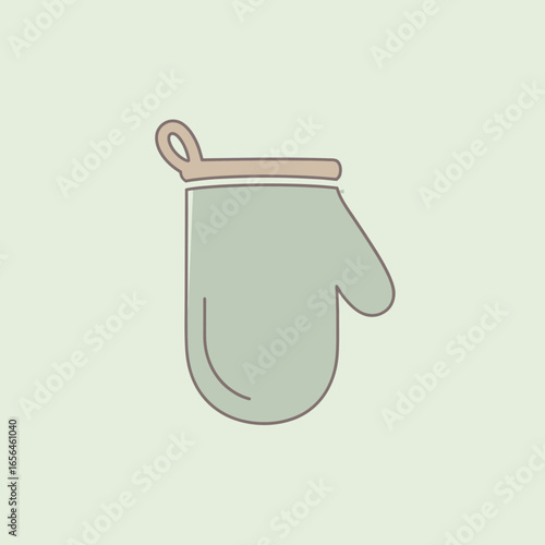 A simple illustration of a light green oven mitt.