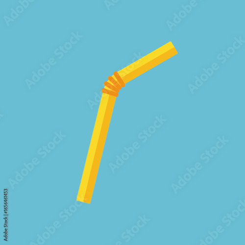 Yellow drinking straw on a blue background.
