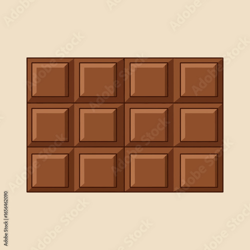 A rectangular milk chocolate bar with scored squares.