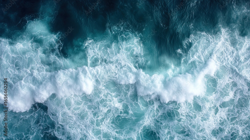 Fototapeta premium High-angle view of turbulent ocean waves