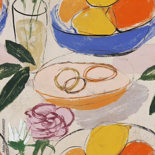 Seamless Italian Hand-Painted Patterns — Citrus Fruits, Lemons, Oranges, Flowers, Olive Branches, Mediterranean Wedding Design, Pearls, Vintage Textures, Watercolor & Oil Style