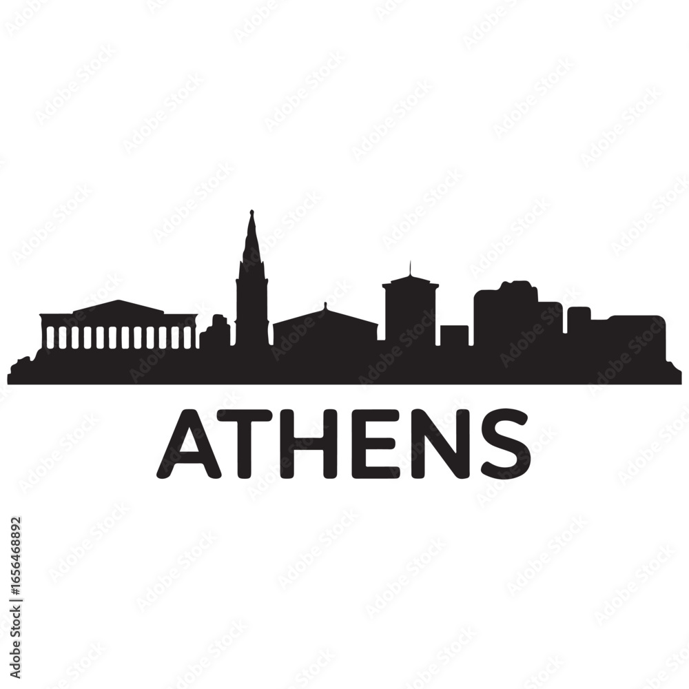 Fototapeta premium Athens, Georgia skyline silhouette. Vector illustration. Vector black silhouette. with white background