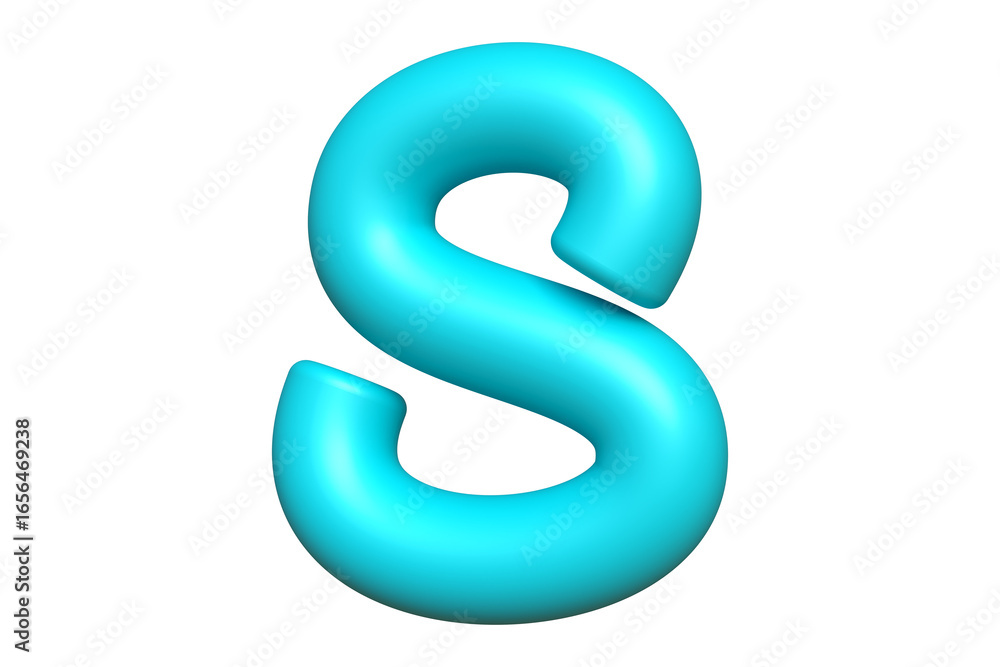 Vibrant tube 3D letter S in matte blue. High quality 3D rendering modern alphabet design for fun projects. Vibrant tube 3D letter S in matte blue. High quality 3D rendering modern alphabet design for fun projects.