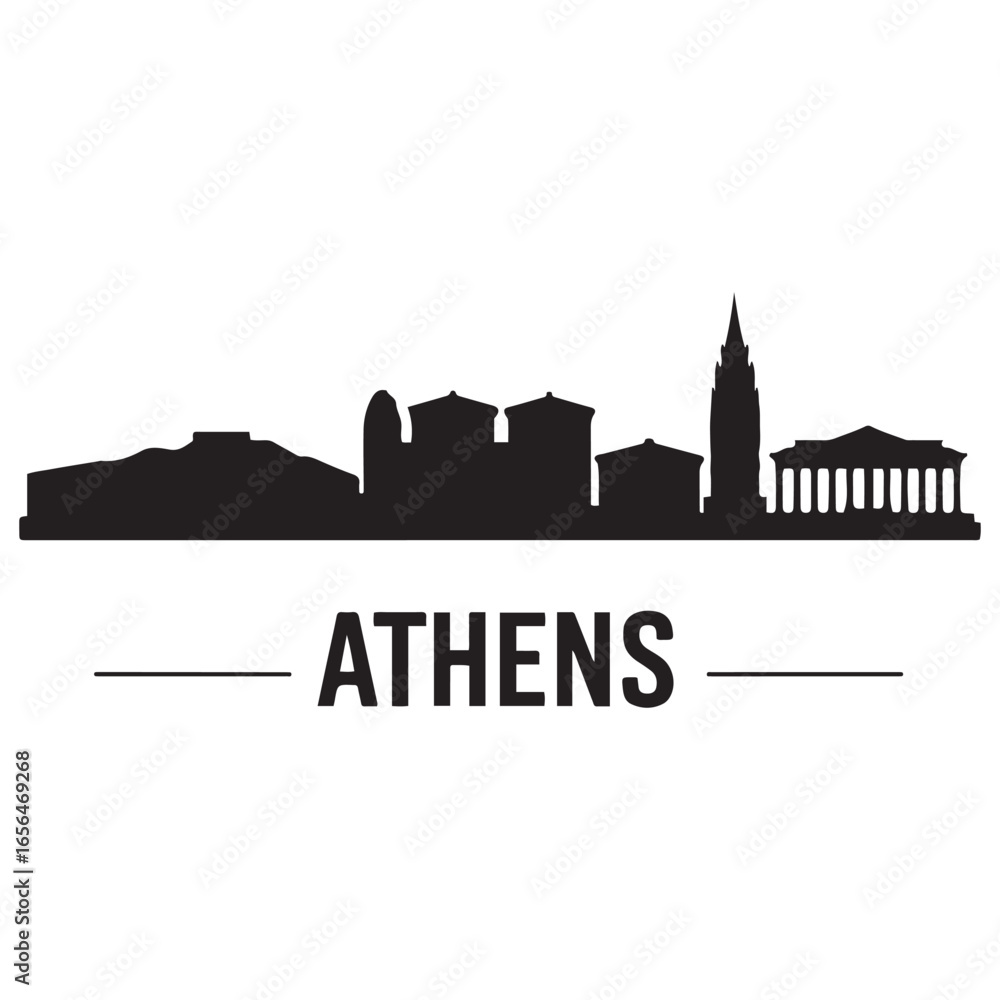 Fototapeta premium Athens, Georgia skyline silhouette. Vector illustration. Vector black silhouette. with white background