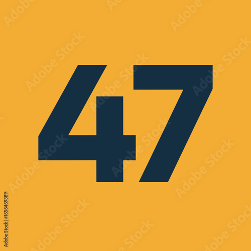 Number 47 in dark blue on a yellow background.