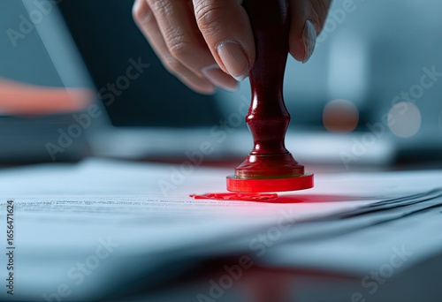 Close-up of a hand stamping a document (11)