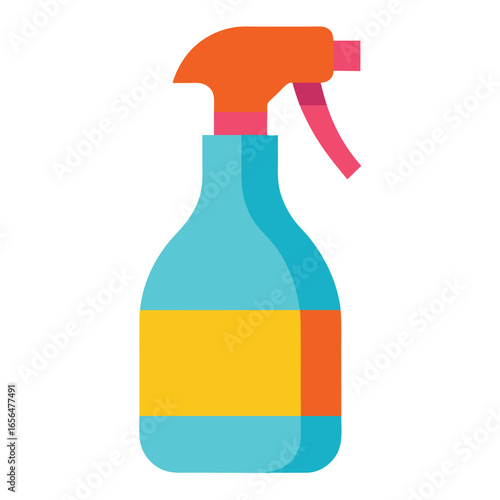 Vibrant and colorful spray bottle illustration for laundry and ironing perfect for household cleaning and fabric care product designs
