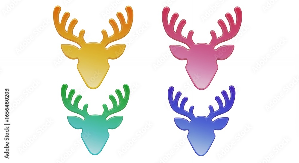 Fototapeta premium Colorful gradient deer heads illustration