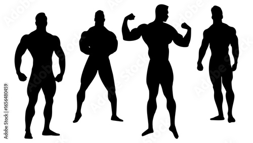 Black Silhouette Bodybuilder Shows Off His Muscles