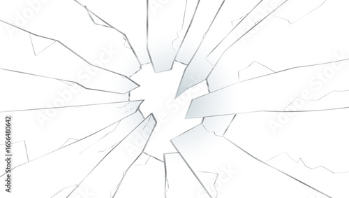 Broken Glass With Big Hole From The Stone