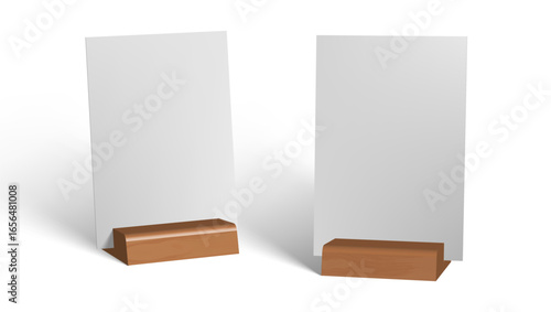 Blank A4 Vertical Paper Card On Wooden Holder