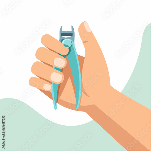 Hand Holding Light Blue Nail Clippers
