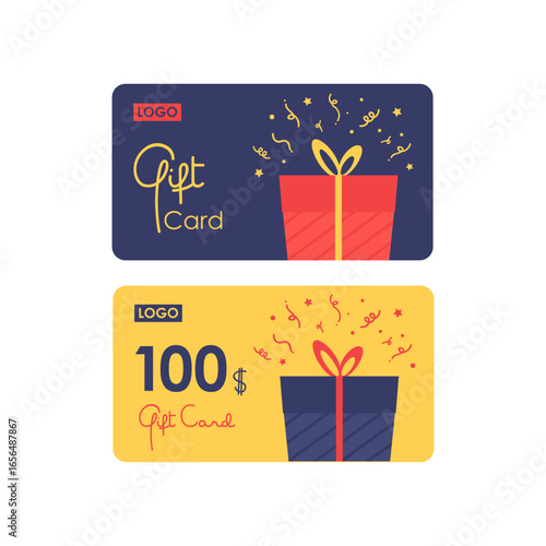 Elegant gift card vector template with minimalist style. Ideal for online store, retail, shopping, promotions, discounts, loyalty programs and marketing.