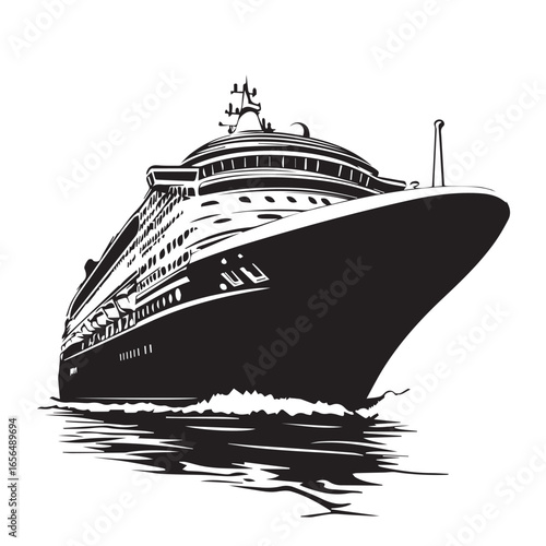 cruise ship on white background