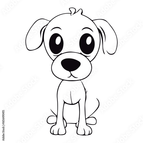 Cute cartoon baby Dog kawai illustration