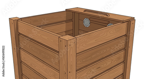 wooden compost bin sustainable waste management in a backyard garden promoting eco-friendly lifestyle and reducing environmental impact with composting at home