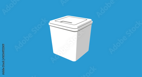 compost bin a white receptacle for organic waste against a simple light blue background perfect for environmental campaigns and zero waste initiatives.