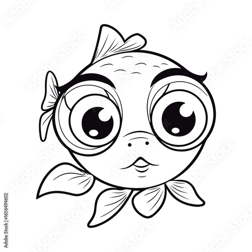 Cute cartoon baby Bluefish kawai illustration