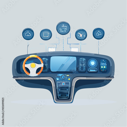 Futuristic Car Dashboard with Digital Interface